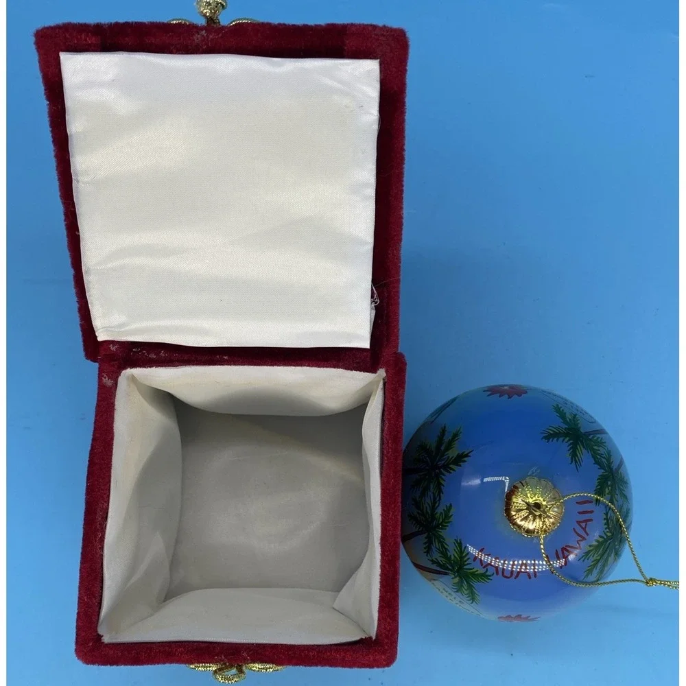 Maui By Design Kauai Hawaii Hand Painted Glass Ornament Rooster Keiki Boxed